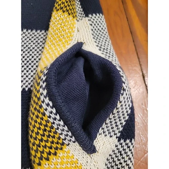 Cabi Sweater Coat Toggle Jacket Yellow Blue Ivory Plaid Check Hooded Size Medium - Picture 3 of 10